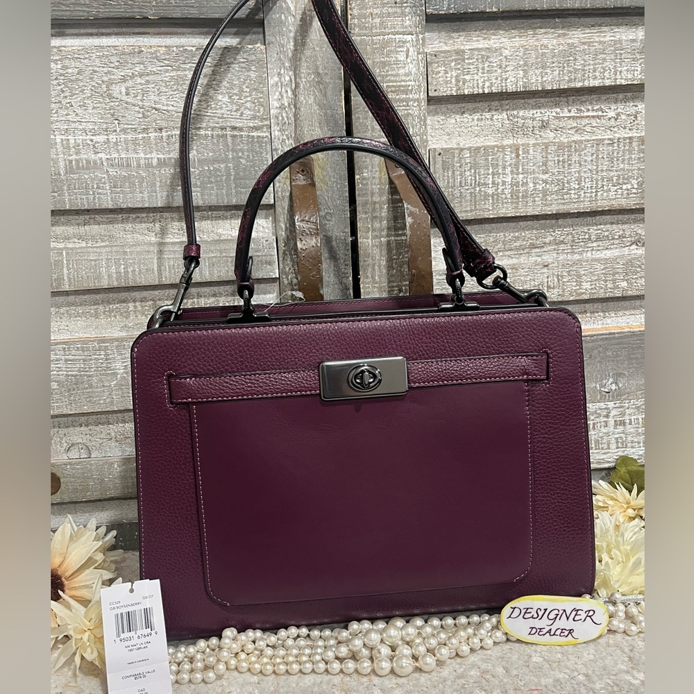 COACH Lane Mixed Leather Carryall Snake Skin CC329 NWOT